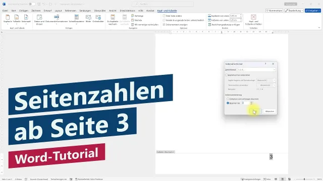 Word Seitenzahlen ab Seite 3 (beginnend mit 1) – Wissenschaftliche Arbeit in Word