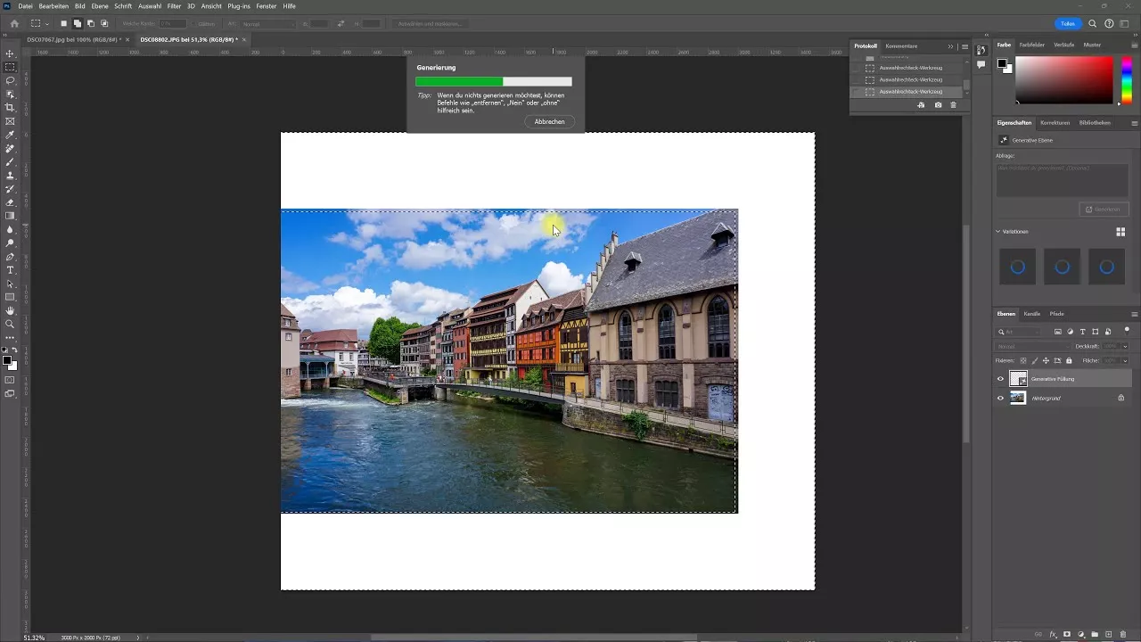 Hintergrund erweitern und generativ füllen – Photoshop-Tutorial