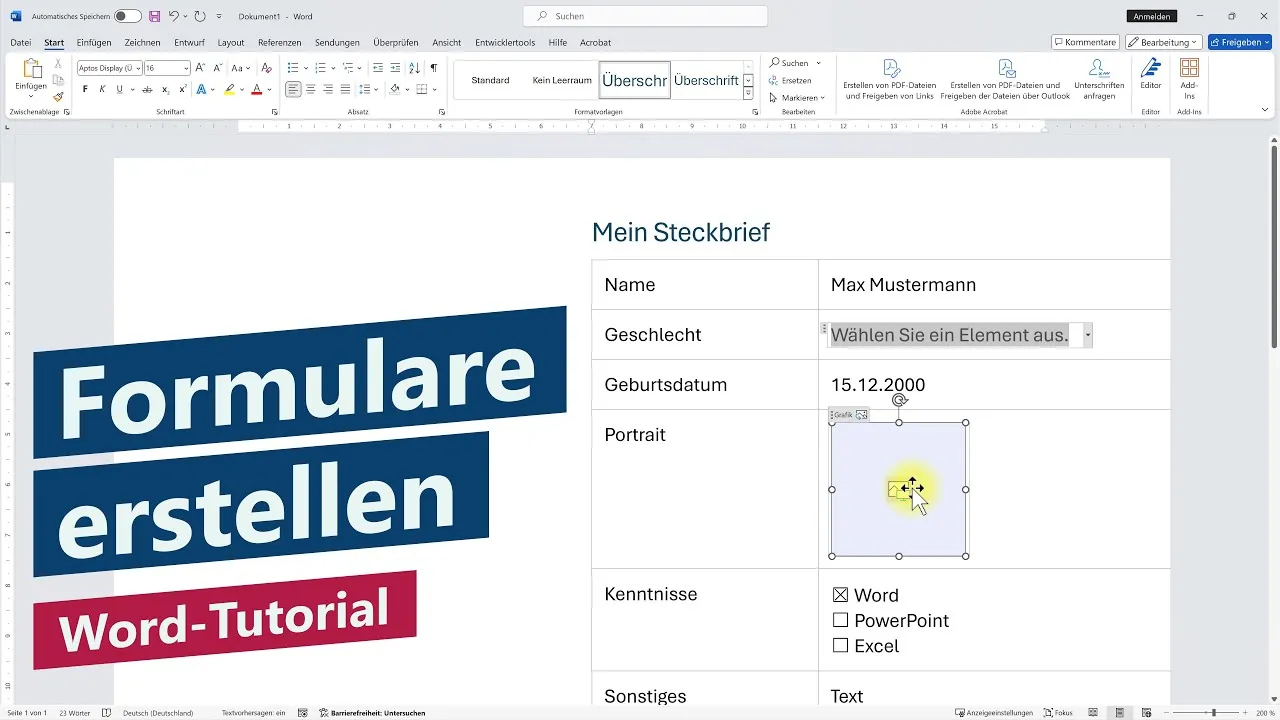 Word Formular erstellen – Ausfüllbare Formularfelder mit Steuerelementen (Microsoft 365)