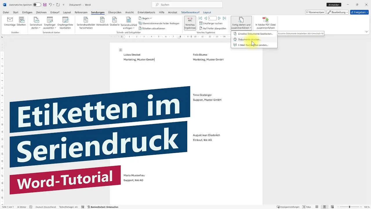 Etiketten-Seriendruck – Word-Tutorial